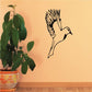 Hummingbird wall decal with flapping wings, black outline design