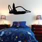 Sea turtle wall decal, black flapping design with white accents