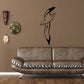 Flapping seagull wall decal, black line art