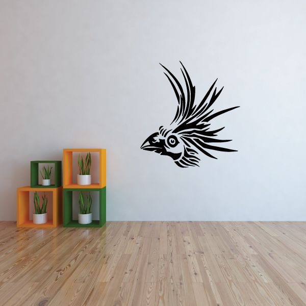 Image of Flared Feathery Head Peacock Decal