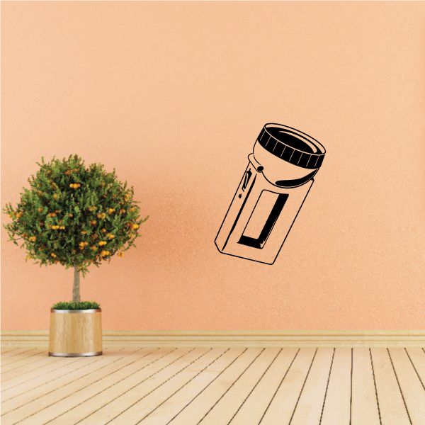 Flashlight decal with line-art outline in black and beige