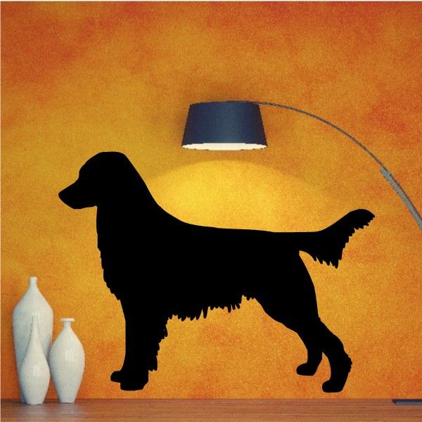 Flat Coated Retriever decal with black dog silhouette and curved line detail