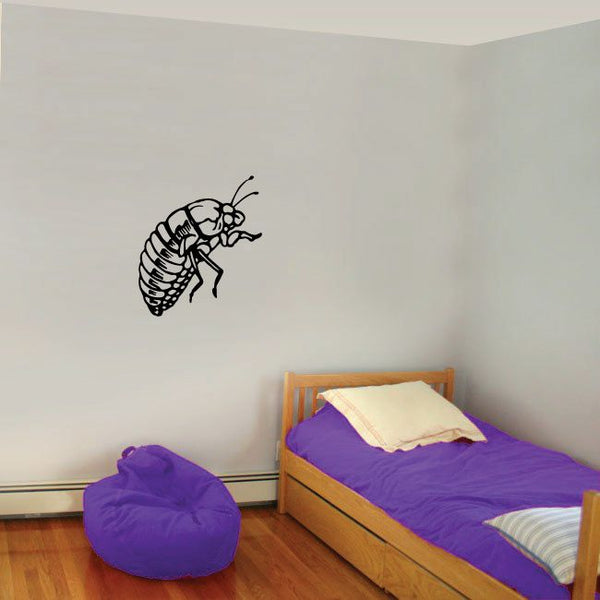 Flea decal with black illustrated flea on wall