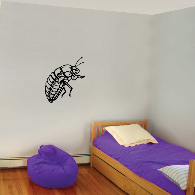 Flea decal with black illustrated flea on wall