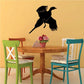Black flying bird silhouette wall decal with wings spread and long beak