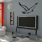 Flying swallow wall decal in black, spread wings with rippled tail detail