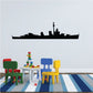 Destroyer ship decal with dark navy silhouette, side view of warship on board