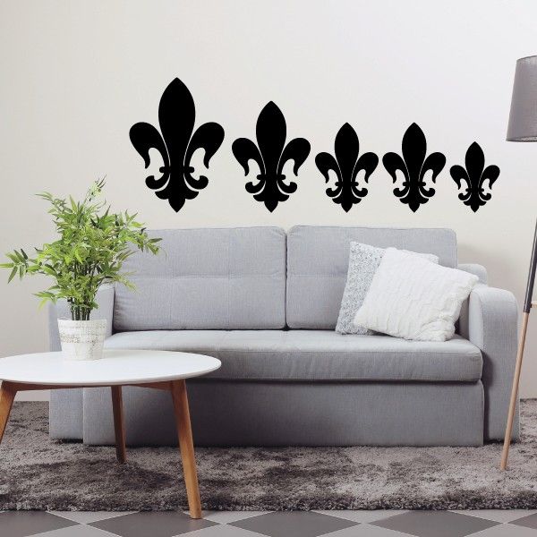 Fleur de lis wall decal set with black fleur de lis symbols