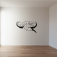 Flinching snake wall decal, black and white line art with snarling head