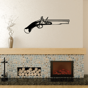 Flintlock pistol shaded decal in black with white details