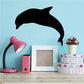Black flipping dolphin wall decal with curved fin and tail