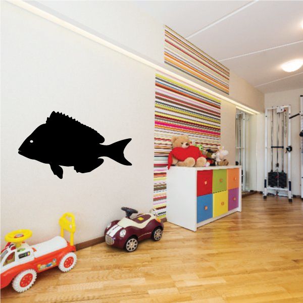 Bluegill fish wall decal, dark silhouette