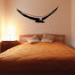 Floating hawk wall decal, black flying bird silhouette