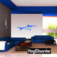 Mako shark vinyl wall decal in light blue, floating silhouette