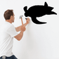 Black sea turtle wall decal silhouette with flippers, floating design