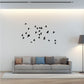 Bird flock decal with multiple black birds flying in a scattered cluster