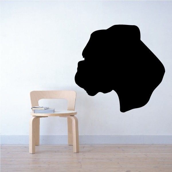 Black boxer dog head decal with floppy ears silhouette