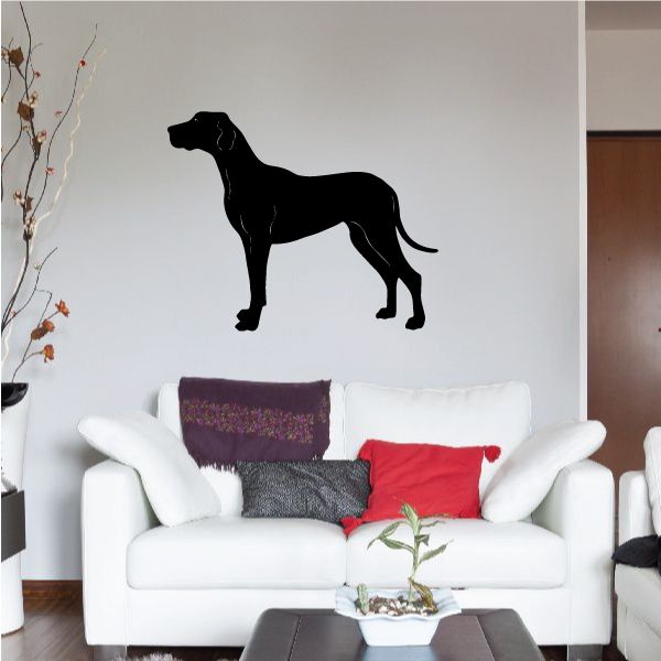 Great Dane wall decal with floppy ears, black dog silhouette