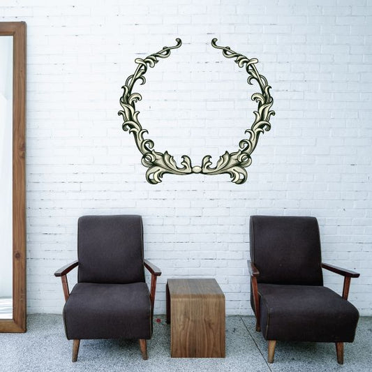 Image of Floral Crest Wall Decal - Vinyl Car Sticker - Uscolor004