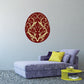 Red Easter egg sticker with ornate gold floral pattern
