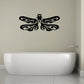 Ornamental dragonfly wing decal with floral swirl design, black