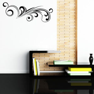 Floral swirl wall decal with black scrollwork floral vines