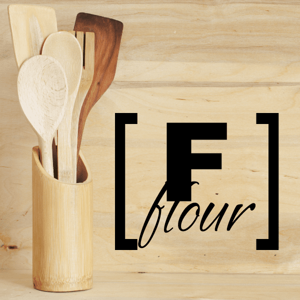 Flour wall decal with black bracket design and script lettering