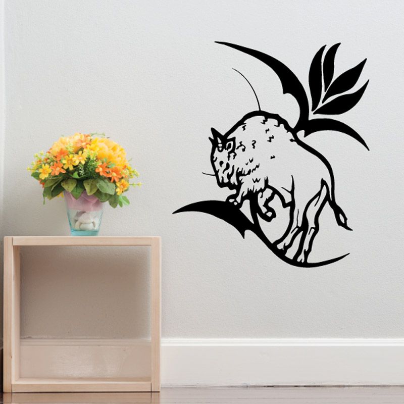 Image of Flower and Bison Decal