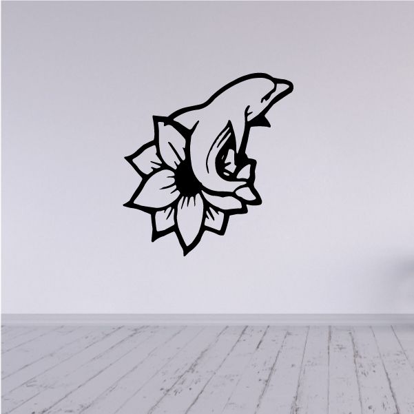 Image of Flower and Dolphin Decal