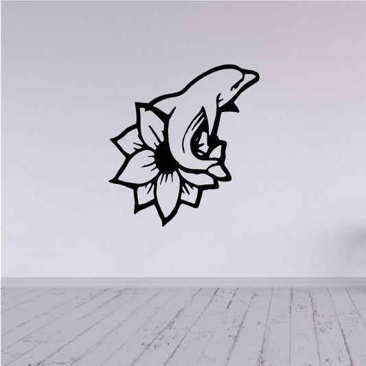 Image of Flower and Dolphin Decal