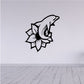 Black dolphin and flower decal with bold outline, for smooth surface application