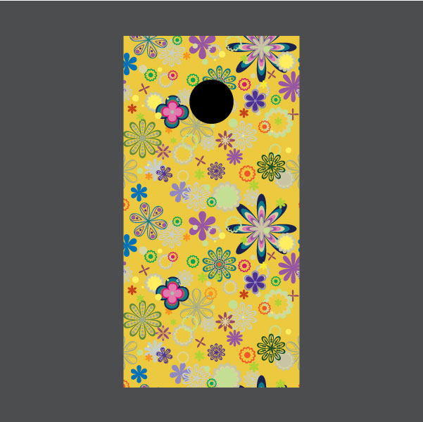 Image of Flower Cornhole Board Wraps