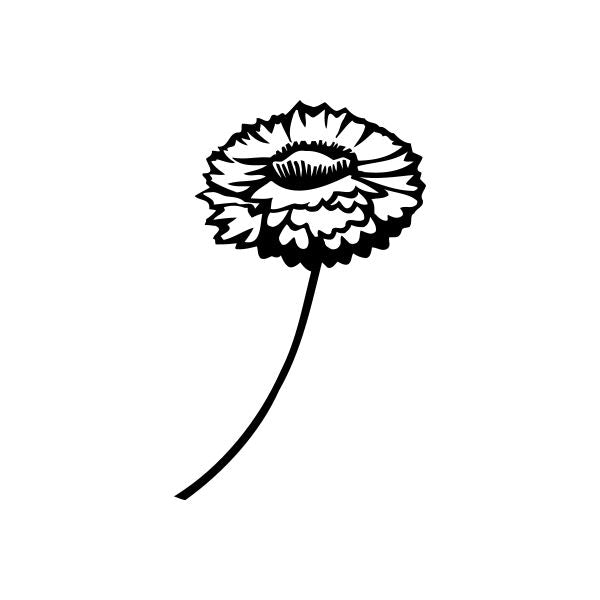 Flower car window vinyl decal sticker with black blossom and curved stem