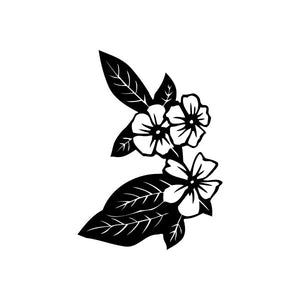 Black flower and leaf car window vinyl decal sticker, single cluster design