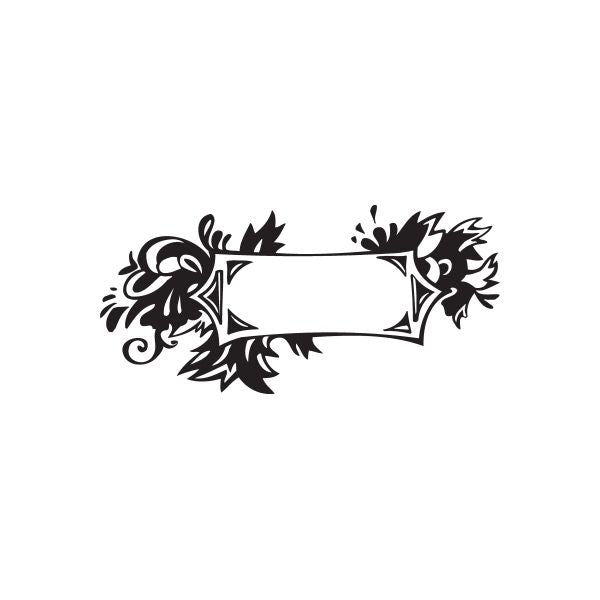 Flower frame wall decal with ornate floral border and inner rectangle, black vinyl