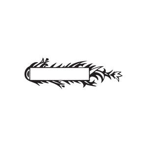 Black vinyl wall decal with decorative floral frame around a blank rectangle