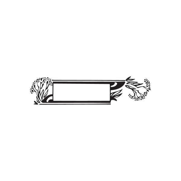 Flower frame wall decal with rectangular center and floral vines on both sides, black