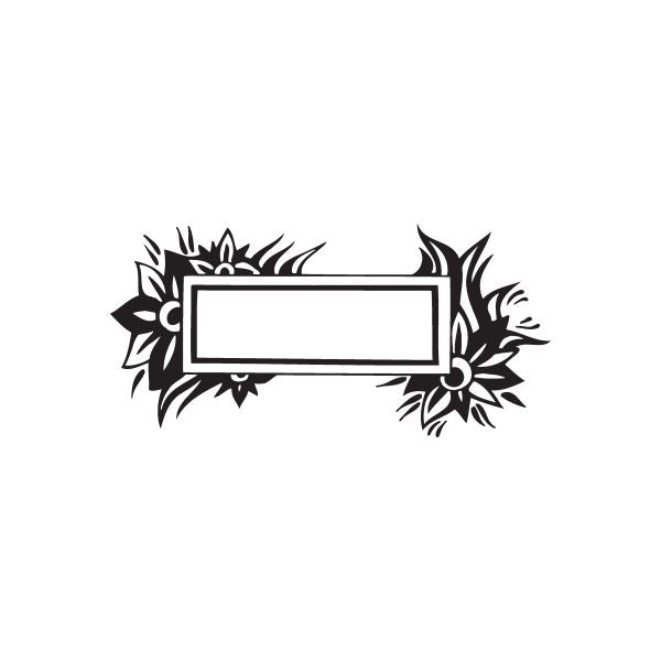 Black flower picture frame vinyl wall decal with rectangular center