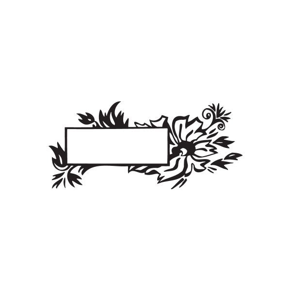 Floral picture-frame wall decal with black flower and leaf accents