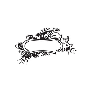 Ornamental flower frame wall decal with scrollwork and blank center