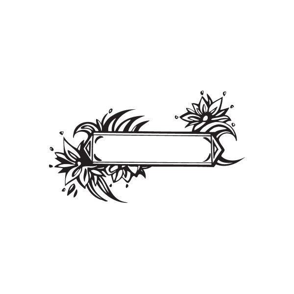 Floral frame wall decal with rectangular center and black flower accents