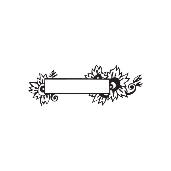 Black flower frame wall decal with rectangular opening and scroll accents