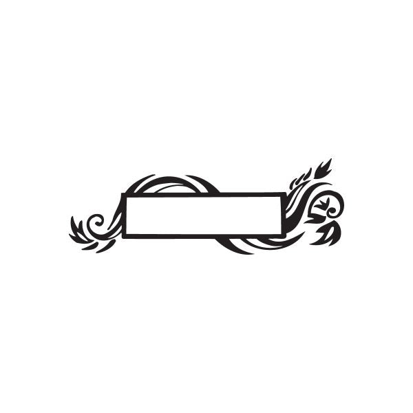 Black tribal flower frame wall decal with rectangular center and curling flourishes
