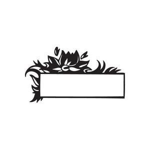 Black floral picture frame wall decal with blank rectangular center