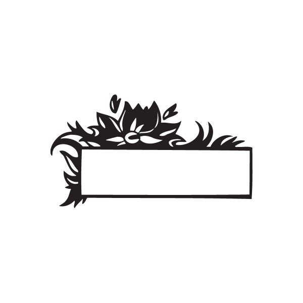 Black floral picture frame wall decal with blank rectangular center