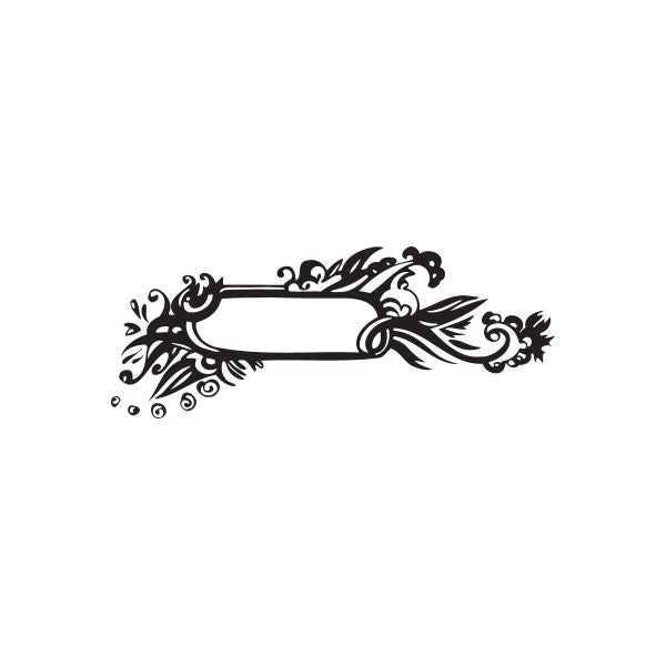 Decorative flower frame vinyl wall decal with banner and bird silhouette