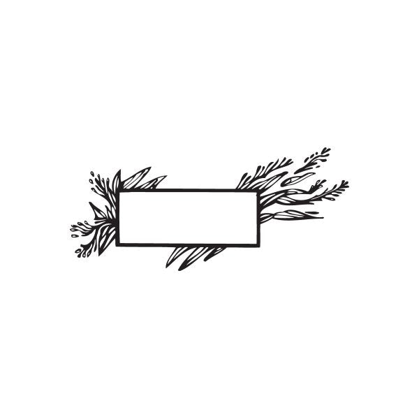 Floral rectangle frame wall decal with leafy branches, black vinyl sticker