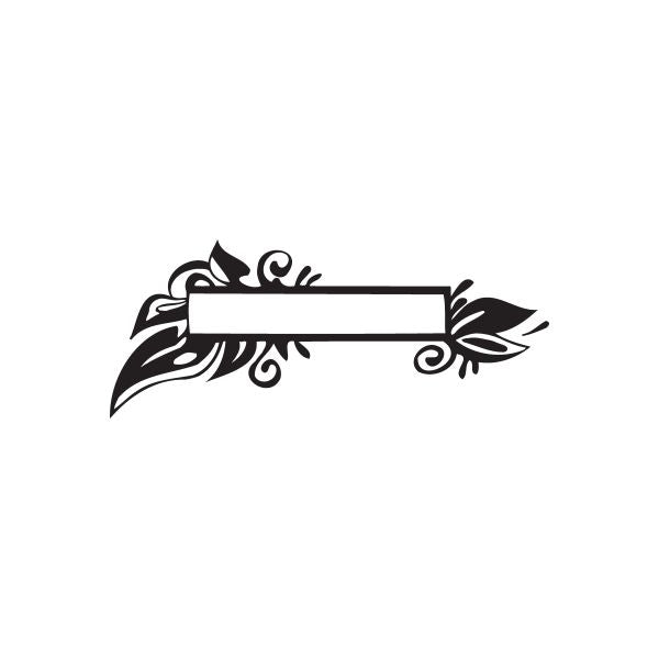 Floral frame wall decal with ornate leaves and ribbon, black vinyl