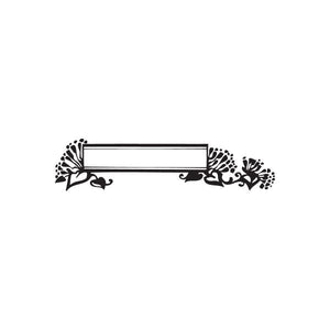 Floral flower frame wall decal with black vine border and central rectangle