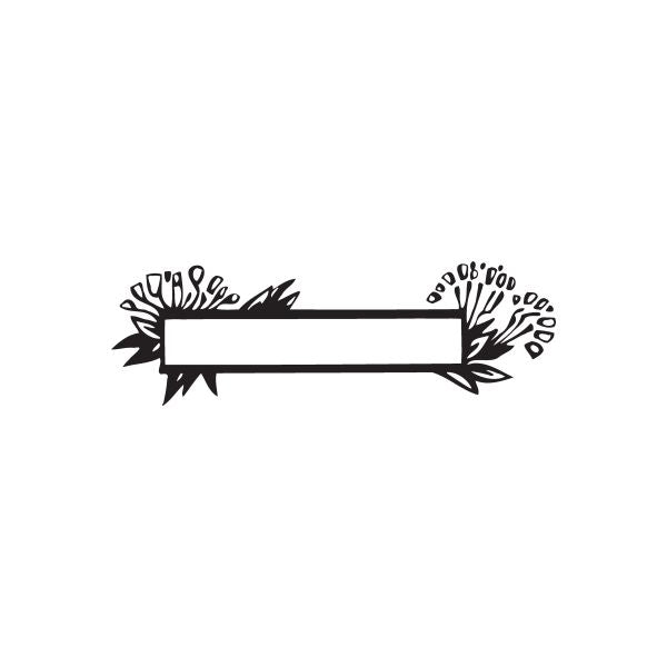 Flower frame wall decal with black ribbon banner and floral corner accents